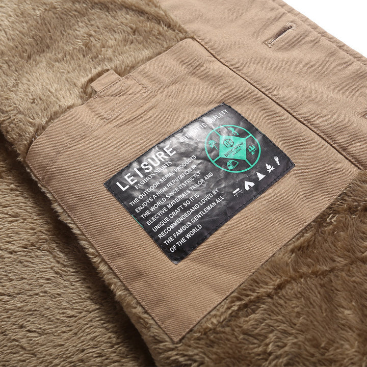 Men's Sleeveless Canvas Teddy Vest with Warming Fleece Lining and Patch Pockets Mune Fashion