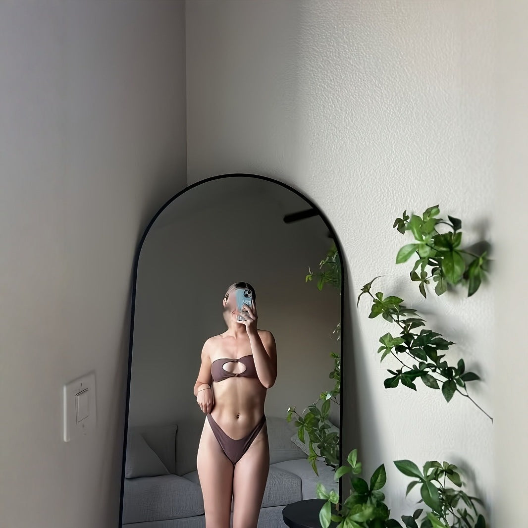 Women Bandeau Bikini with high leg cut and subtle gathering Mune Fashion