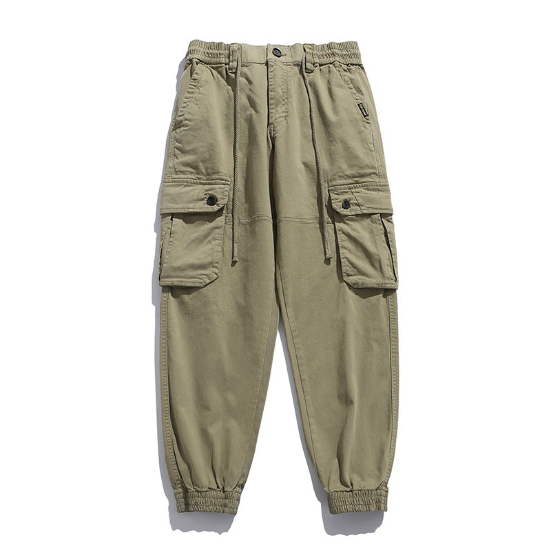 Men's Soft Cotton Utility Cargopants in Jogger Style with Elastic Waistband and Oversized Flap Pockets Drune