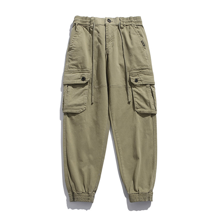 Men's Soft Cotton Utility Cargopants in Jogger Style with Elastic Waistband and Oversized Flap Pockets Drune