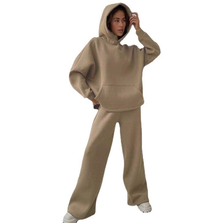 Women's nan Cozy complete set with extra soft oversized hoodie, kangaroo pocket and high-waist palazzo sweatpants Mune Fashion
