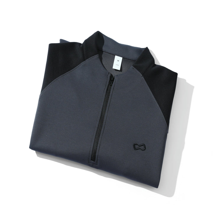 Unisex Functional Half-Zip Sweatshirt with Troyer Collar, Raglan Sleeves, and Minimalist Embroidery Mune Fashion