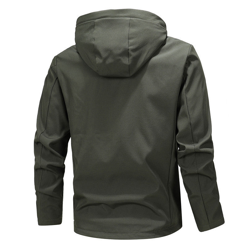 Men's urban minimalist softshell hooded jacket with concealed zipper front Mune Fashion