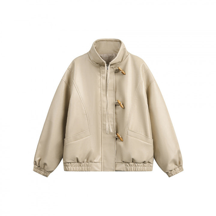 Unisex Short Cut Oversized Jacket with Toggle Closures, High Standing Collar and Elastic Hem Mune Fashion