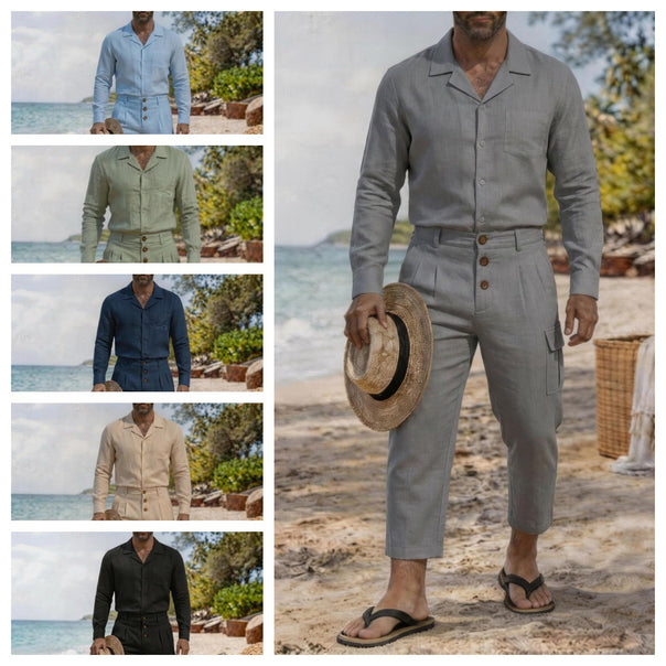 Men's long-sleeved resort shirt with lapel collar and chest pocket Mune Fashion
