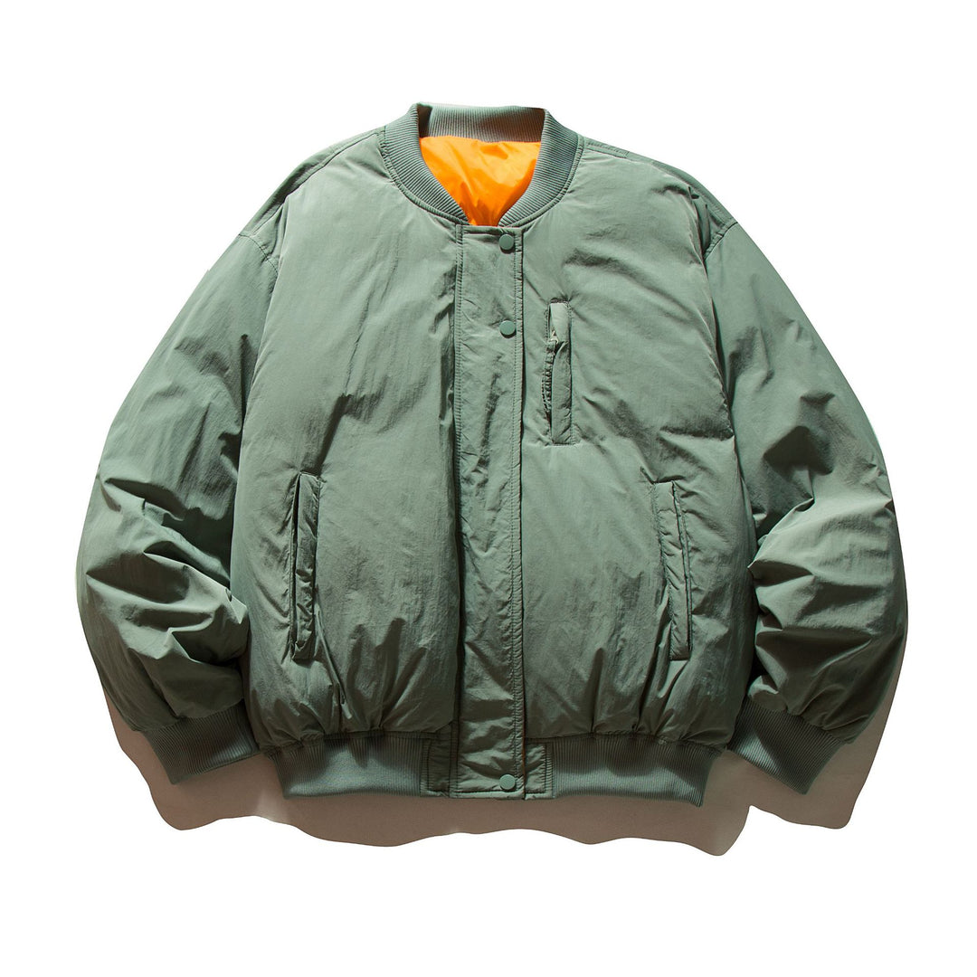 Men's Voluminous Boxy Bomber Jacket with Padded Insulation and Subtle Chest Zipper Pocket Mune Fashion