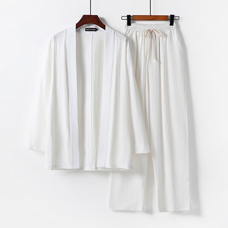 Men's Loose Kimono Loungewear Set made of lightweight cotton blend with elastic drawstring pants Mune Fashion