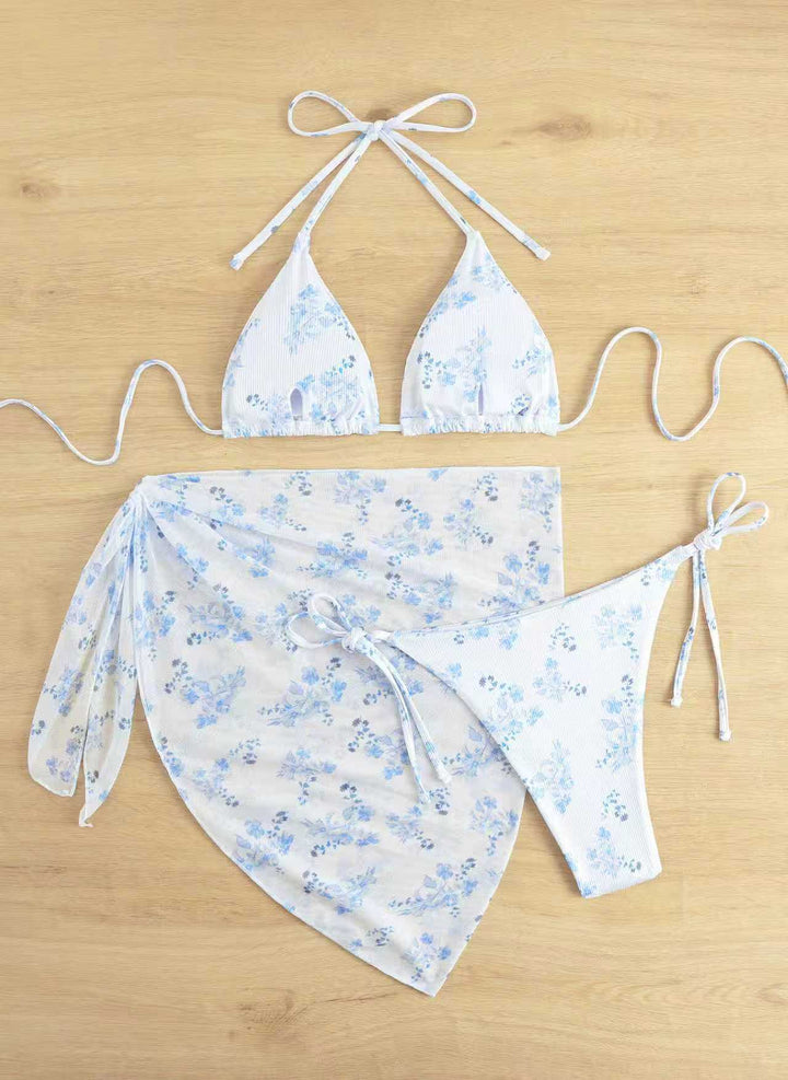 Women Bikini Set with Floral Wrap Skirt Mune Fashion