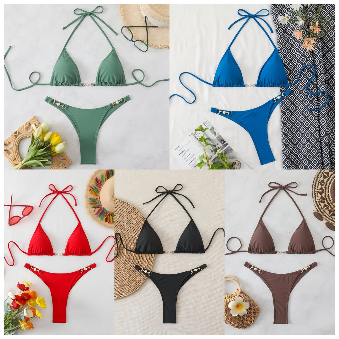 Women's Triangle Bikini Set with Fashionable Details Mune Fashion