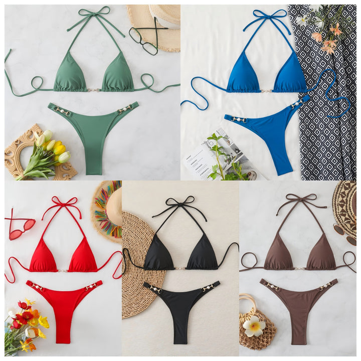 Women's Triangle Bikini Set with Fashionable Details Mune Fashion
