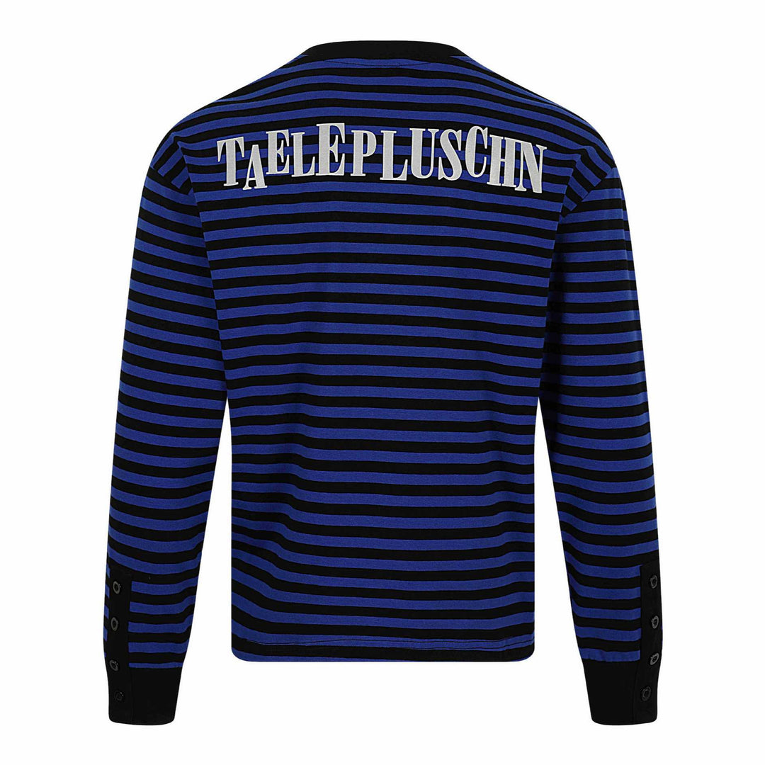 Unisex Striped Long Sleeve Sweater with V-Neck and Rhinestone Applications Mune Fashion