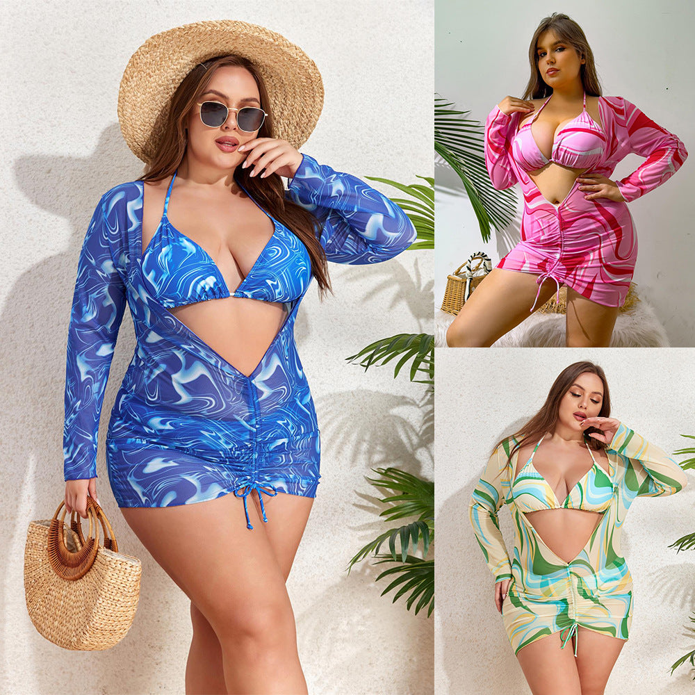 Ladies bikini set with casual wrap dress and playful design Mune Fashion