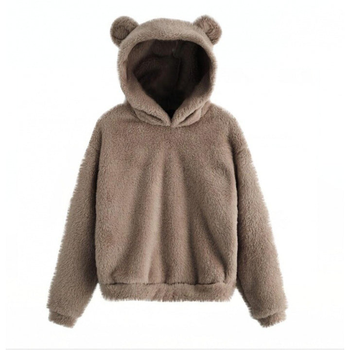 Women's Cozy Teddy Fleece Hoodie with Bear Ears and Oversized Fit Mune Fashion