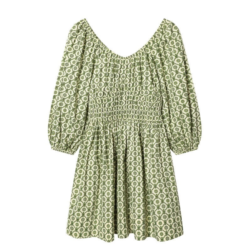 Women's floral dress with smocked waist and voluminous puff sleeves Mune Fashion