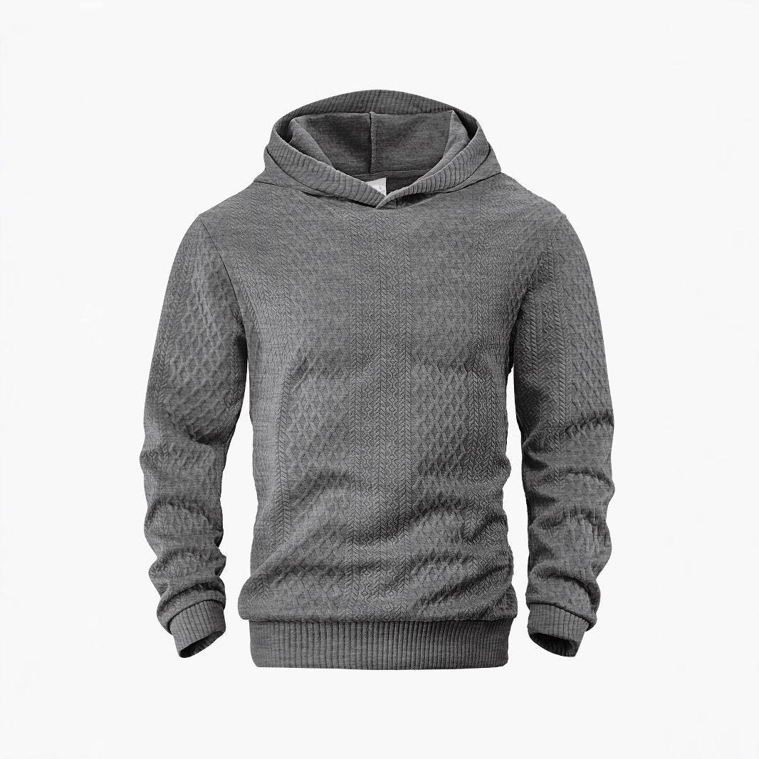 Men's structured funnel neck pullover with hood and honeycomb jacquard Mune Fashion