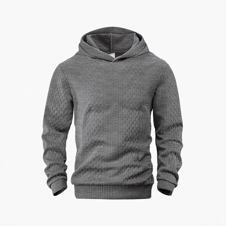 Men's structured funnel neck pullover with hood and honeycomb jacquard Mune Fashion