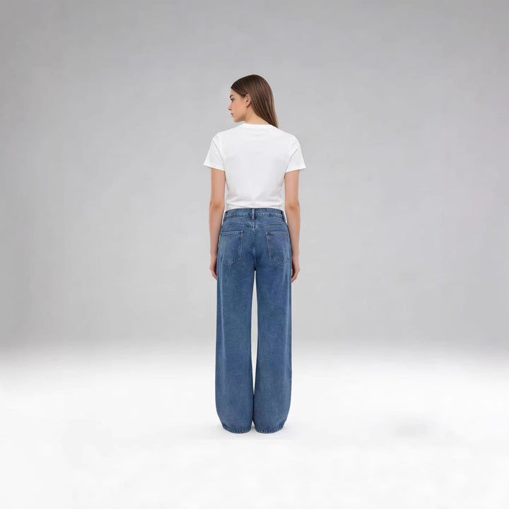 Women’s high-waisted pleated wide-leg jeans with a high waistband and belt loops Mune Fashion
