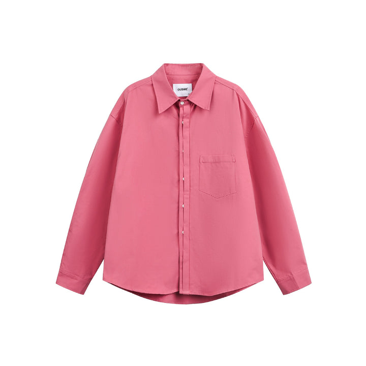 Men's Wide Oversized Cotton Shirt with Concealed Button Placket and Chest Pocket Mune Fashion