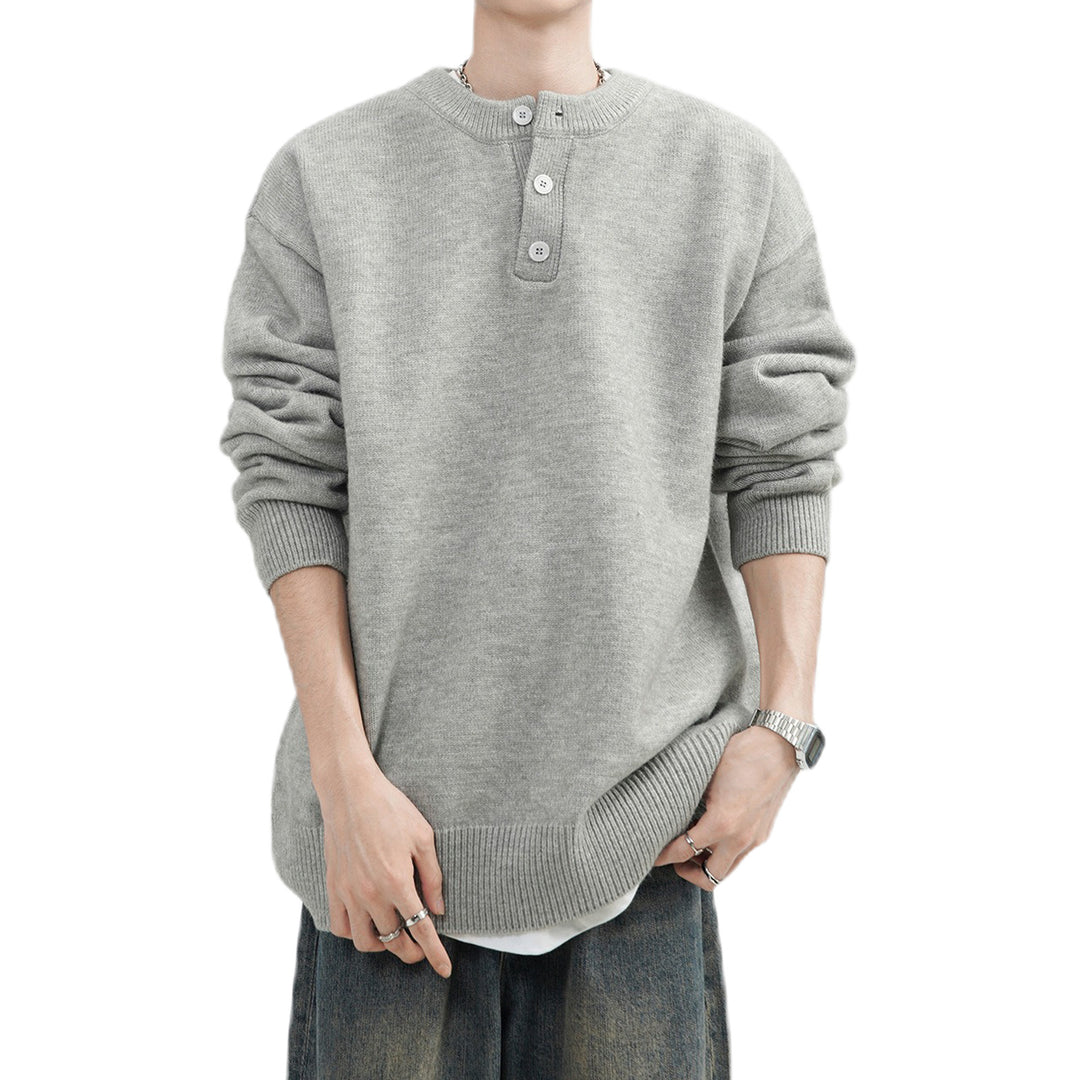 Men's Casual Chunky Knit Sweater with Button Placket Mune Fashion