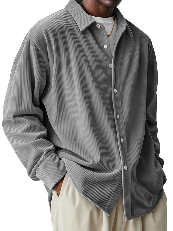 Men's oversized cord shirt with fine ribbed texture and relaxed fit Mune Fashion
