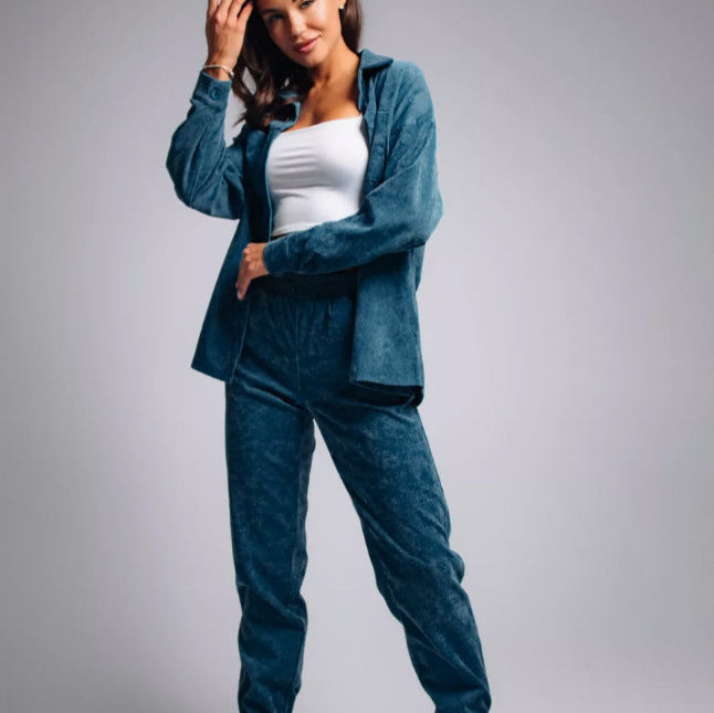 Women's oversized cord set with shirt jacket and elastic jog pants Mune Fashion