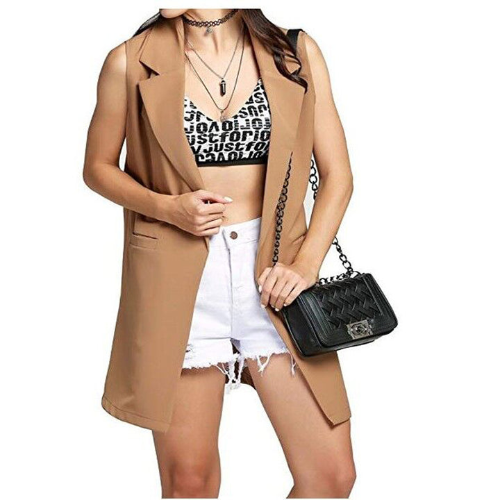 Ladies long waistcoat in tailoring look with shawl collar and side pockets Mune Fashion