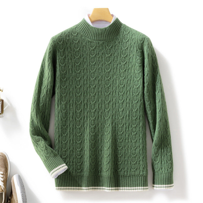 Women fine-knit pullover with cable pattern, short stand-up collar and ribbed finishes Mune Fashion
