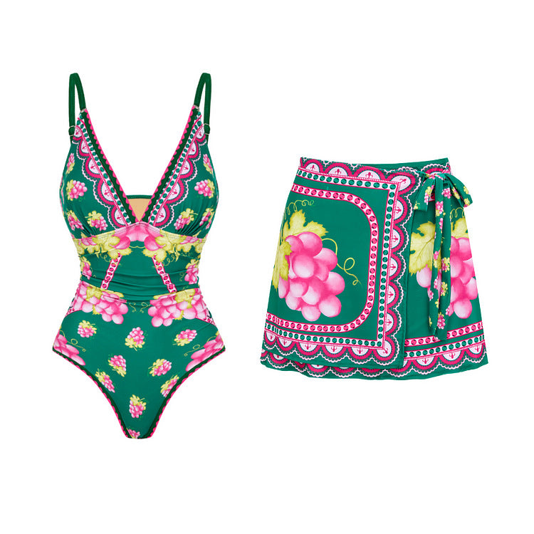 Women Stylish Elegant Swimsuit and Skirt Set Mune Fashion