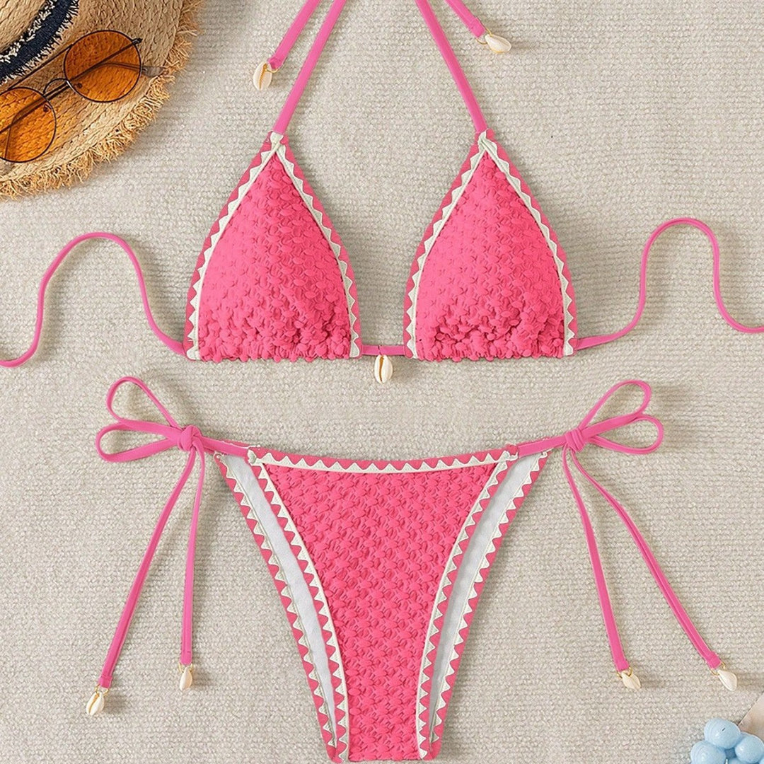 Women Triangle Bikini with delicate shell embellishments Mune Fashion
