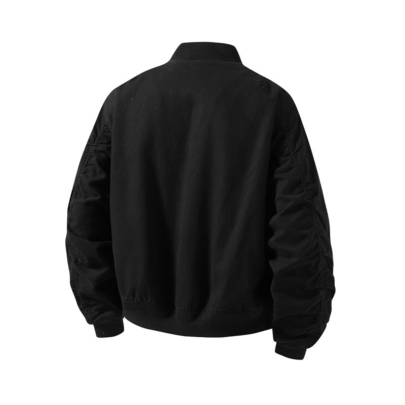 [Men] Oversized bomber jacket in utility look with arm pocket, ribbed cuffs & two-way zipper Mune Fashion