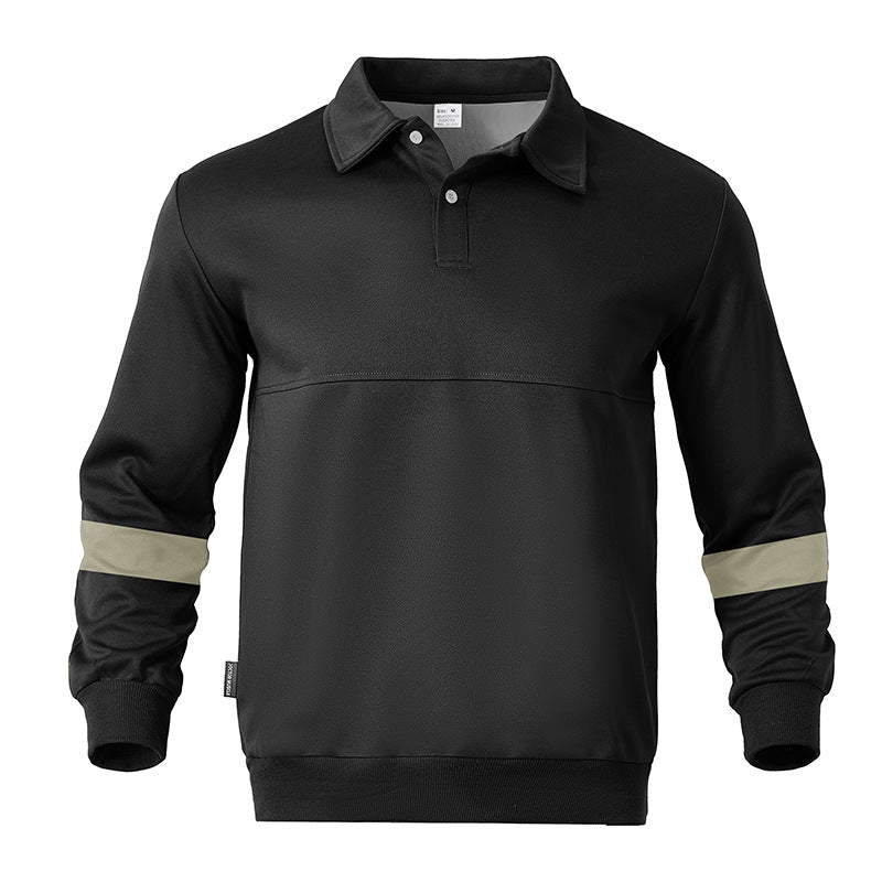 Men's Relaxed Polo Sweatshirt with Snap Button Placket and Contrast Arm Details Mune Fashion