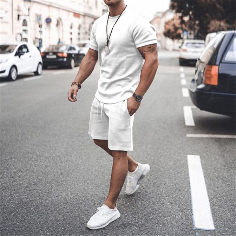 Men's fitted short sleeve shirt with reinforced shoulder seam and elastic drawstring bermuda made of stretch jersey Mune Fashion