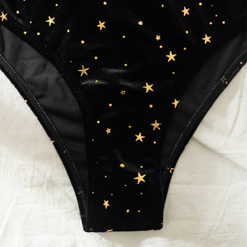 Women's High-Waisted Bikini with Glamorous Star Motif Mune Fashion