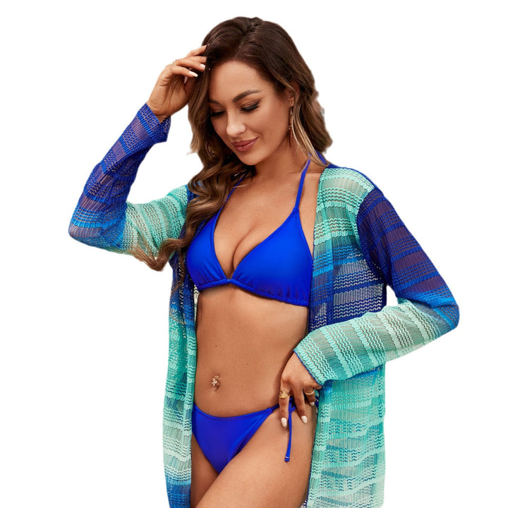Women Triangle Bikini with Transparent Cardigan Mune Fashion
