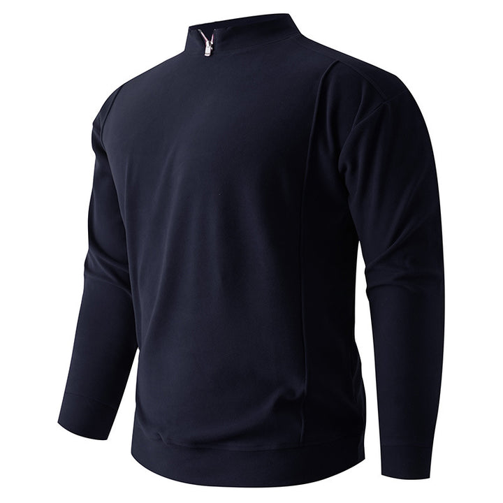 Men's Comfortable Stretch Half-Zip Sweater with Stand-Up Collar and Brushed Inner Lining Mune Fashion