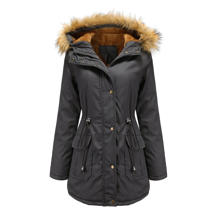 Women’s Warm Outdoor Parka with Detachable Hood and Luxurious Faux Fur Mune