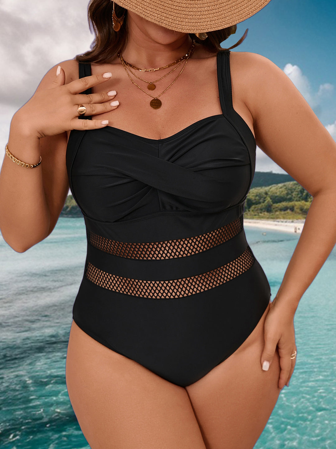 Women's One-Piece Swimsuit with Elegant Mesh Design Mune Fashion