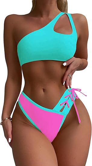 Women's One-Sided Bikini with Trendy Cut Mune Fashion