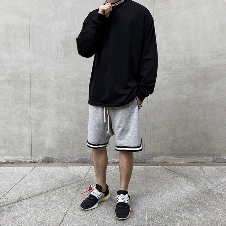 Men's loose-fitting French Terry sweat shorts with drawstring and contrast stripes Mune Fashion