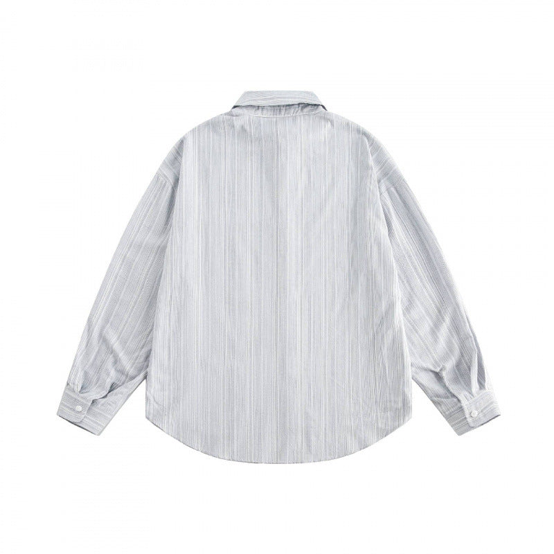 Unisex Oversize striped shirt with chest pocket and rounded hem Mune Fashion