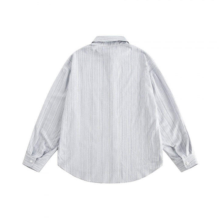 Unisex Oversize striped shirt with chest pocket and rounded hem Mune Fashion