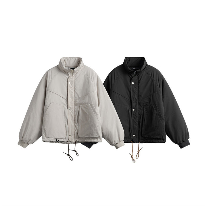 Unisex Short cut boxy padded jacket with drawstring and raglan sleeves Mune Fashion