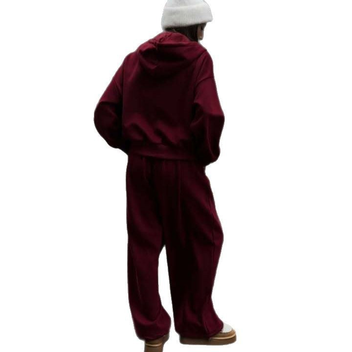 Women's oversized lounge set with zip hoodie, kangaroo pocket, and extra wide high-waist joggers Mune Fashion