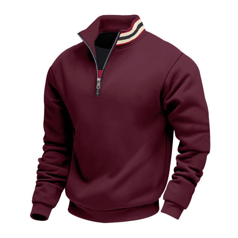 Men's half-zip sweatshirt with sporty ring collar and soft fleece inner lining Mune Fashion