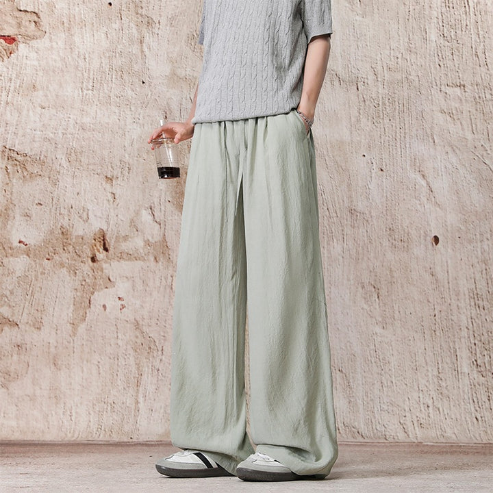 Unisex Wide Linen Look Relaxed Pants with Drawstring Waist & Extra Wide Leg Mune Fashion