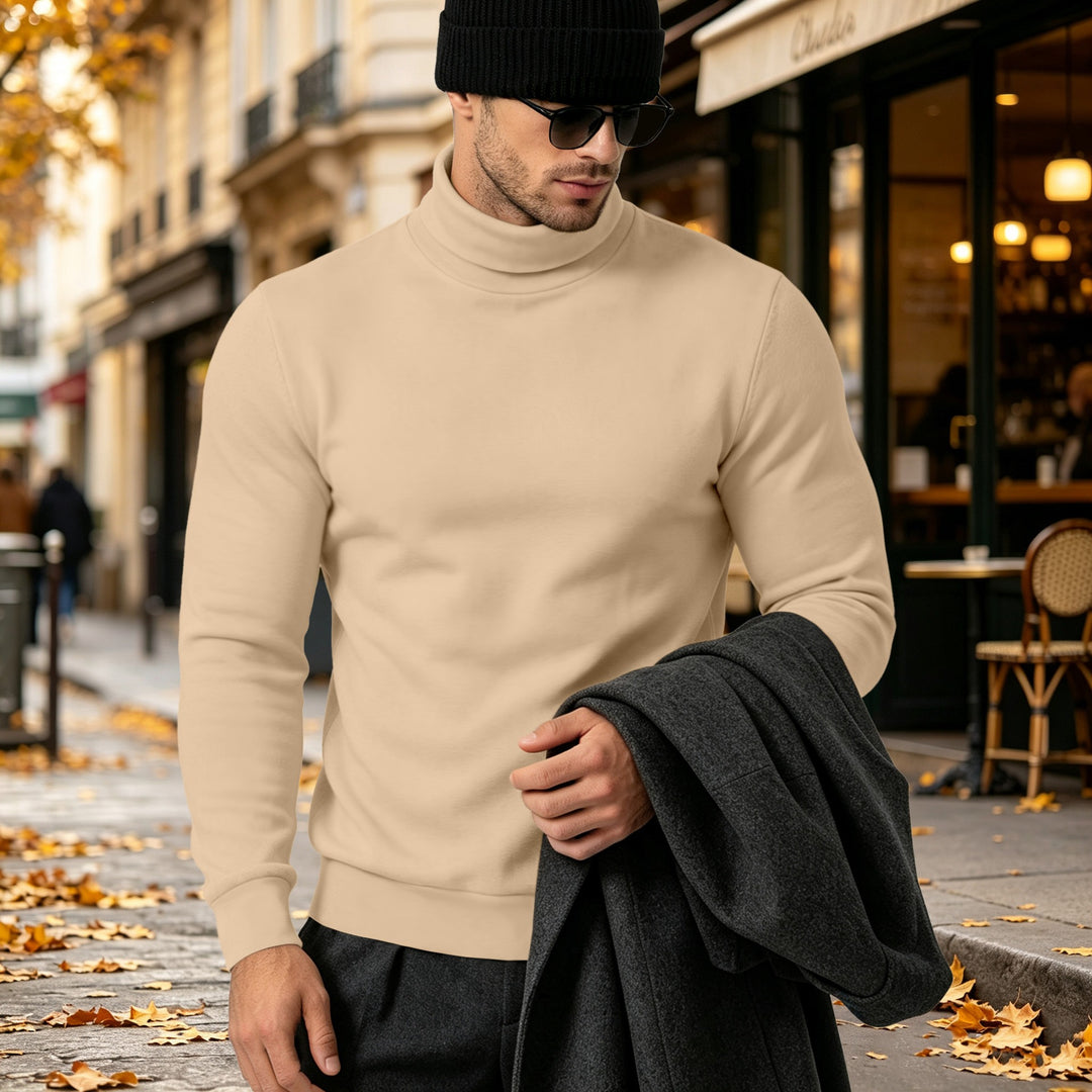 Men's Elegant Cotton Blend Turtleneck Sweater Slim Fit Mune Fashion