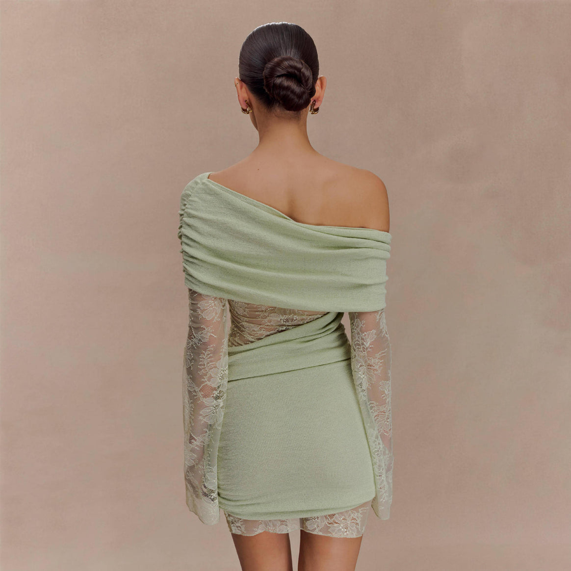 Women's elegant mini dress with lace sleeves Mune Fashion