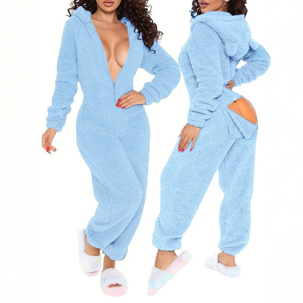Women's Fluffy One-Piece with Hood Mune Fashion