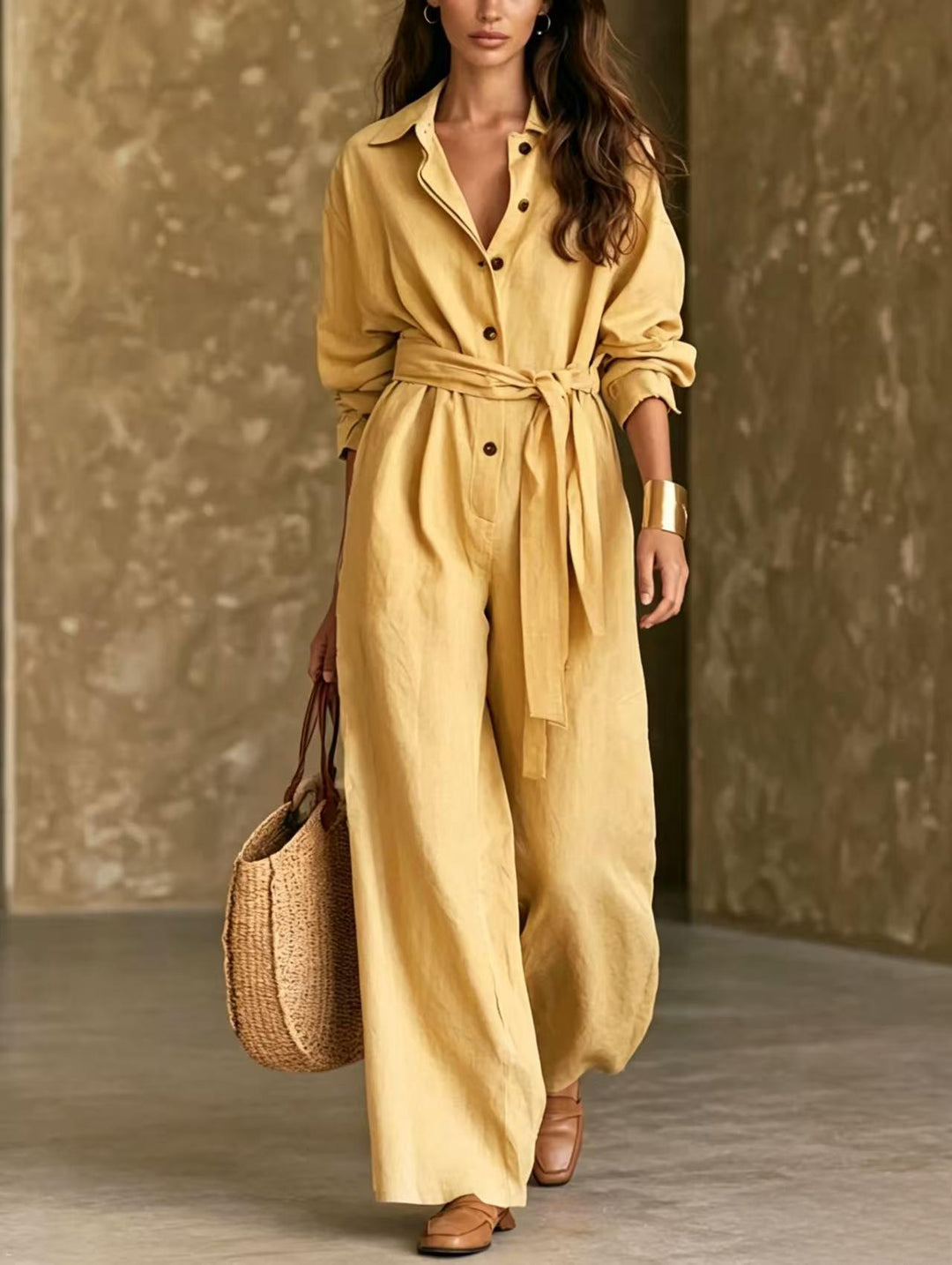 Ladies Elegant Shirt Dress with Waist Belt Mune Fashion
