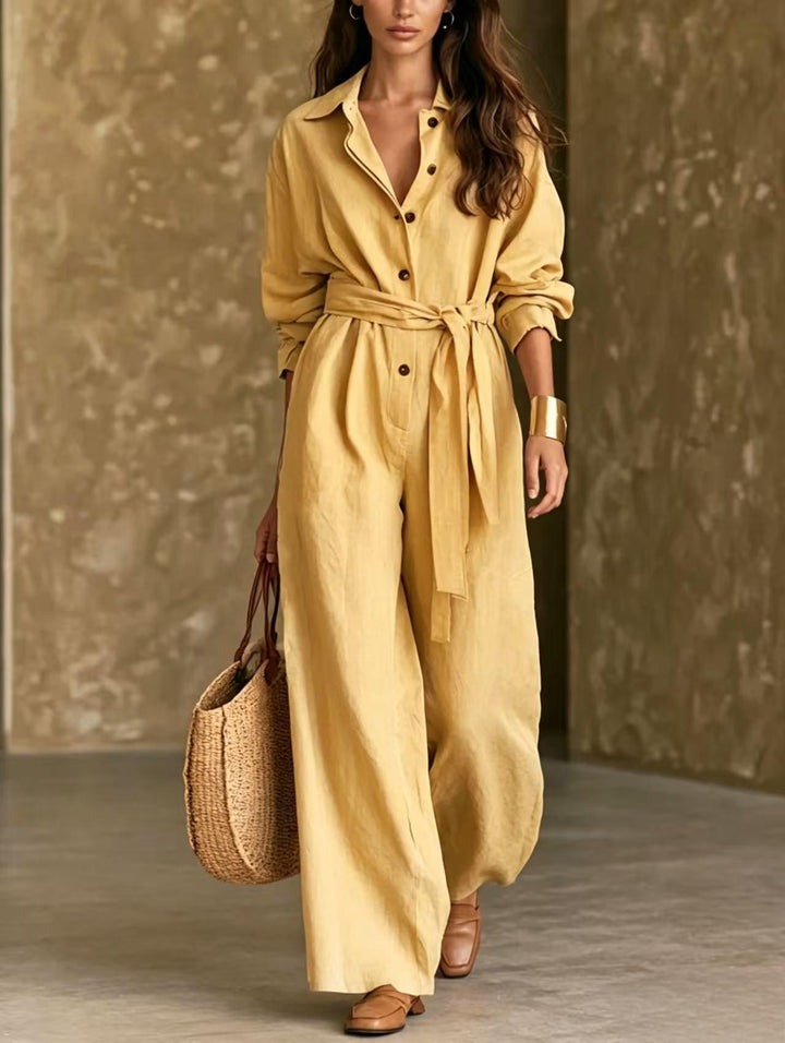 Ladies Elegant Shirt Dress with Waist Belt Mune Fashion